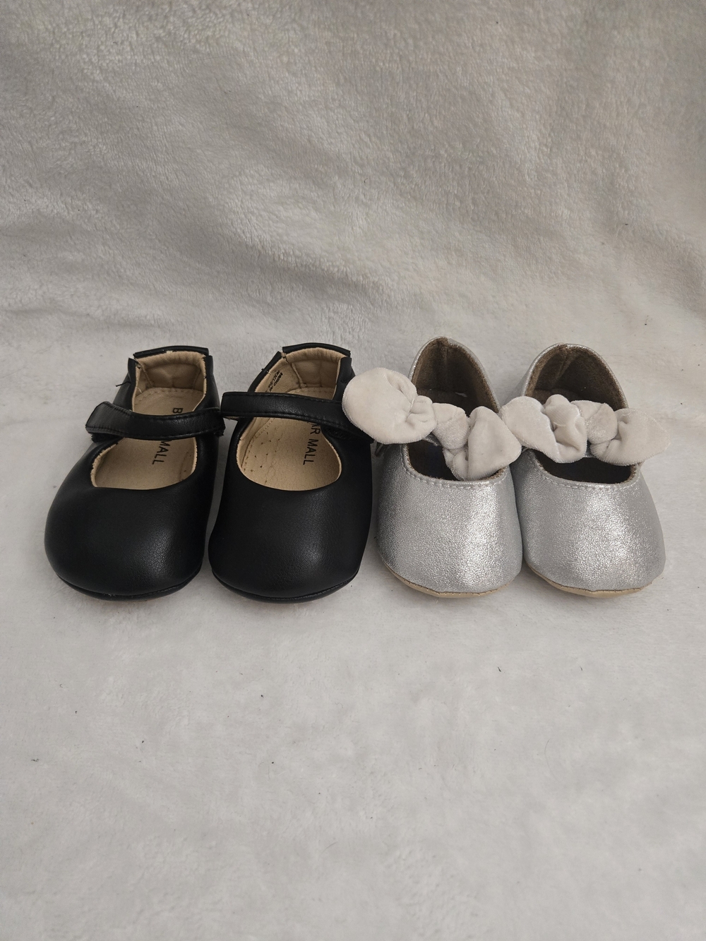 Kids Black Mary Jane Shoe and Silver Bow Ballet Flat Set Shoe  Bunle Size 3